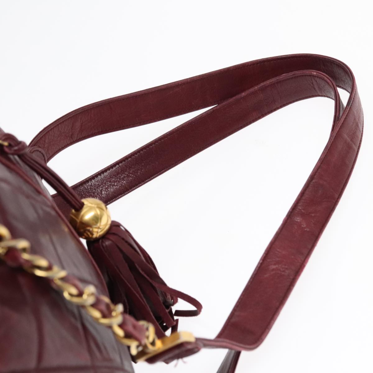 CHANEL Matelasse Turn Lock Chain Backpack Leather Bordeaux CC Auth yk14964