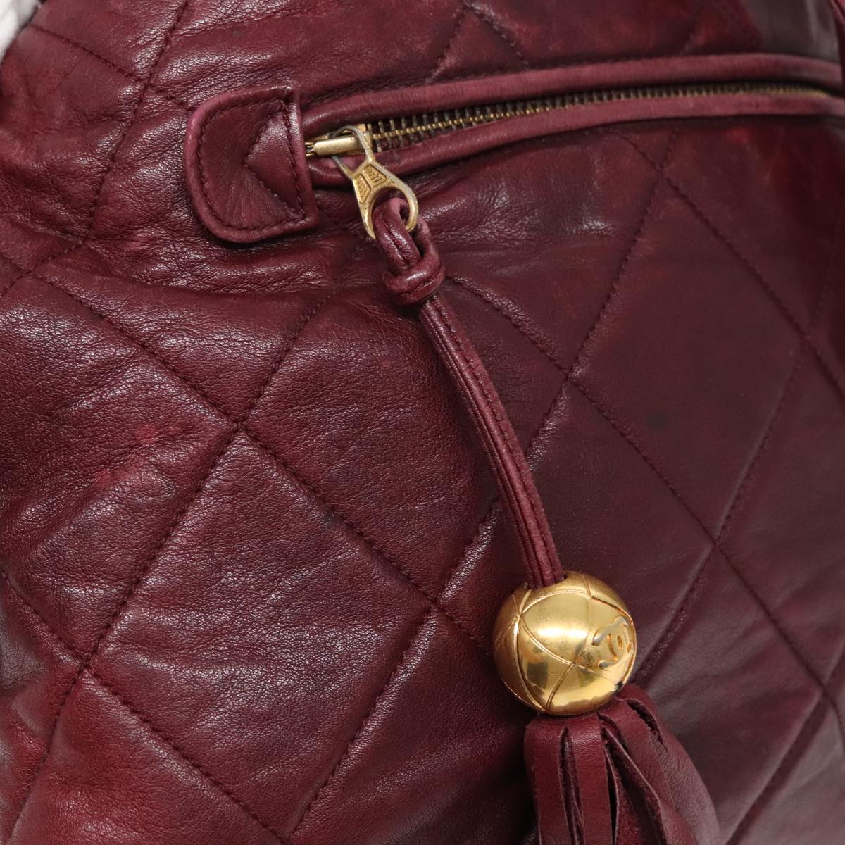 CHANEL Matelasse Turn Lock Chain Backpack Leather Bordeaux CC Auth yk14964