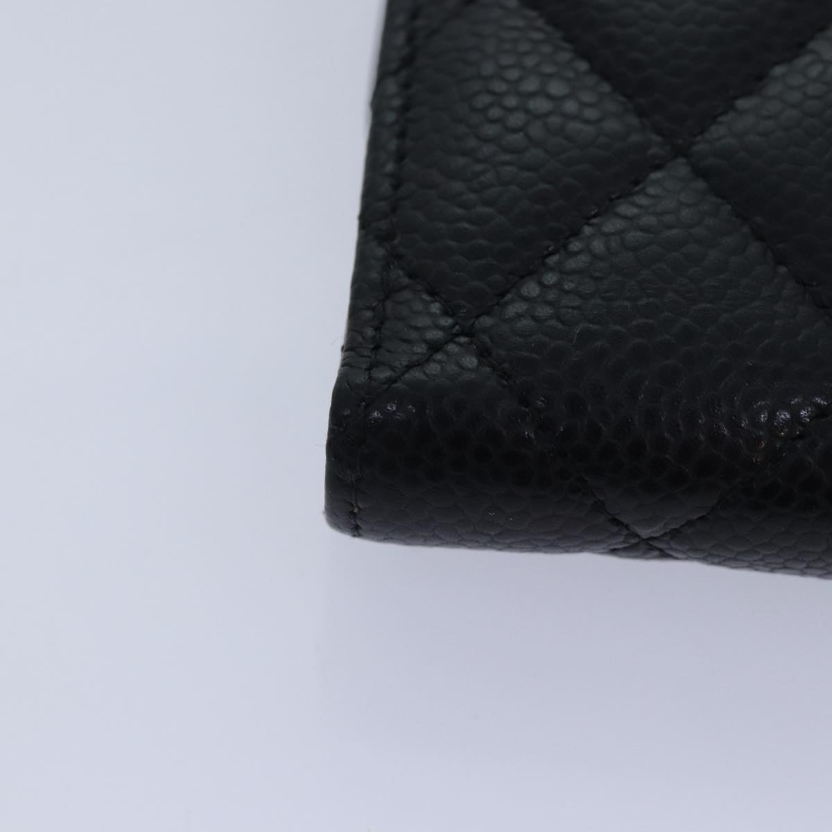 CHANEL Matelasse Medium Wallet Caviar Skin Black Gold AP0232 CC Auth yk14970A