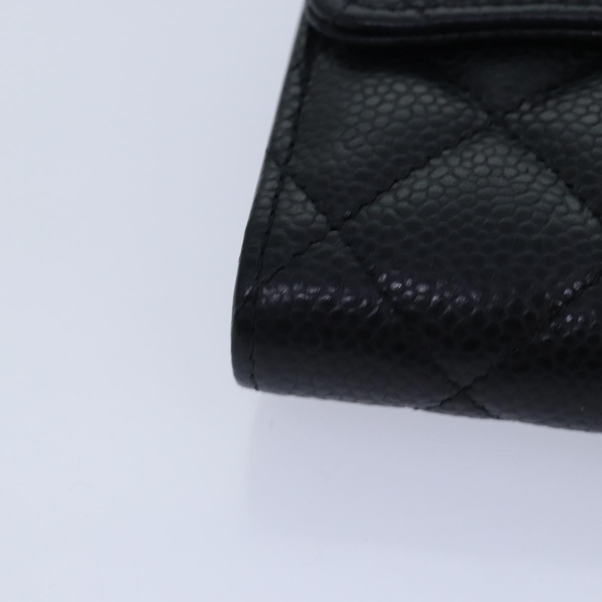 CHANEL Matelasse Medium Wallet Caviar Skin Black Gold AP0232 CC Auth yk14970A