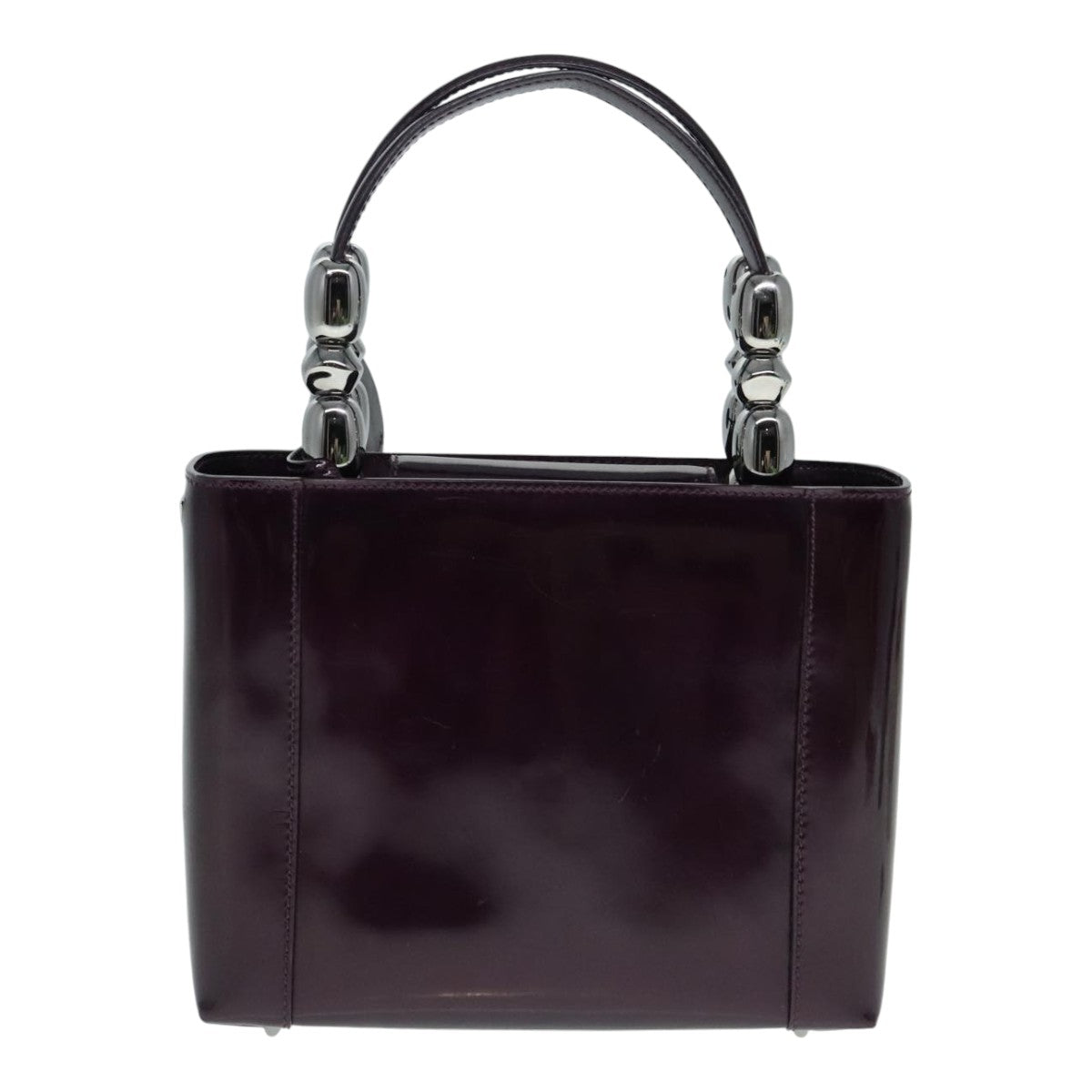 Christian Dior Maris Pearl Hand Bag Patent leather Purple Silver Auth yk15003