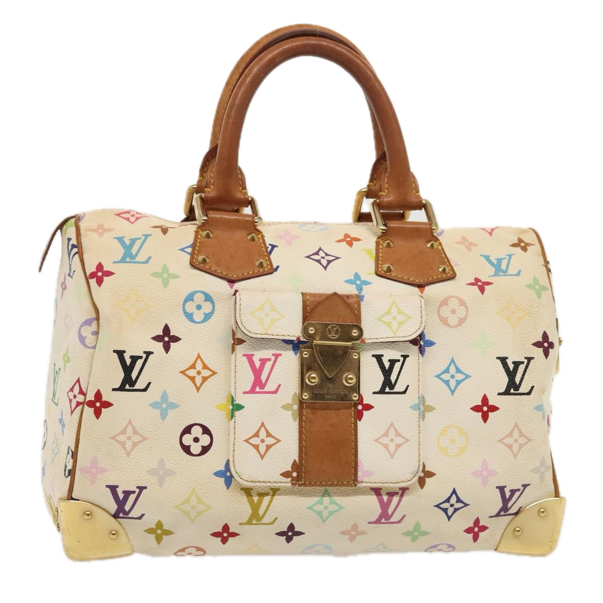 LOUIS VUITTON Monogram Multicolor Speedy 30 Hand Bag White M92643 Auth yk15006