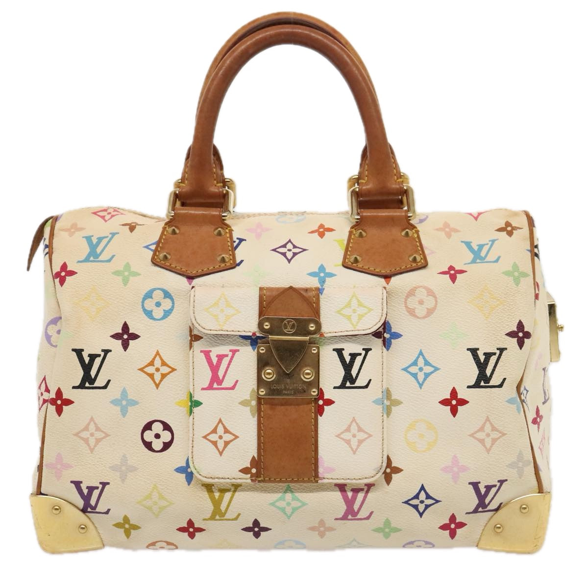 LOUIS VUITTON Monogram Multicolor Speedy 30 Hand Bag White M92643 Auth yk15006