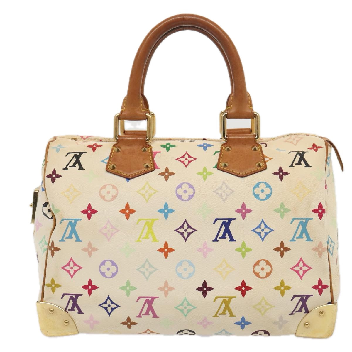 LOUIS VUITTON Monogram Multicolor Speedy 30 Hand Bag White M92643 Auth yk15006