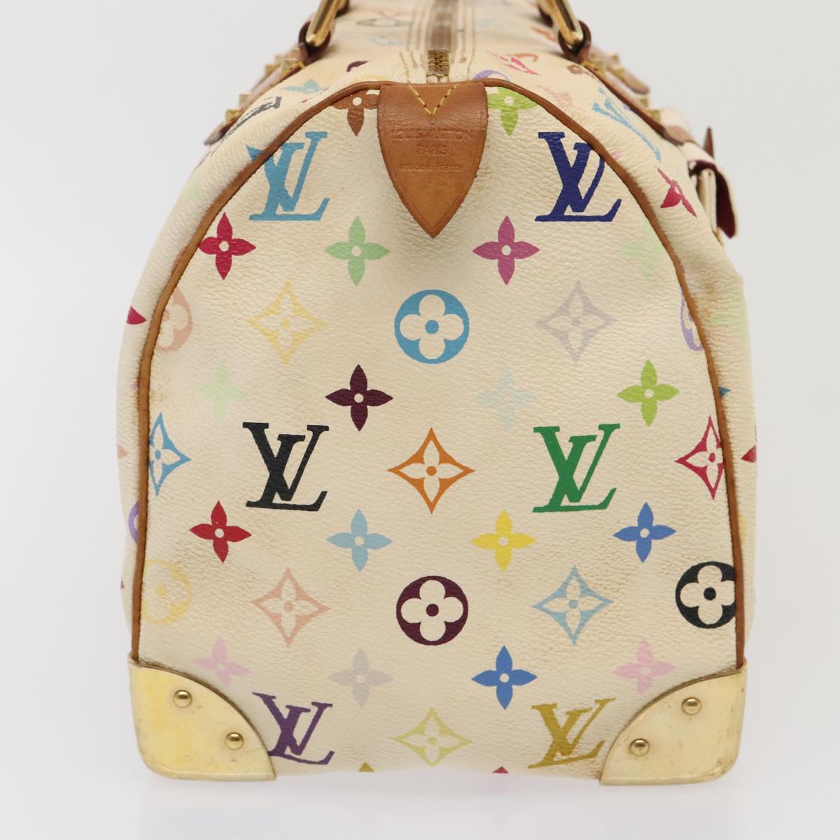 LOUIS VUITTON Monogram Multicolor Speedy 30 Hand Bag White M92643 Auth yk15006