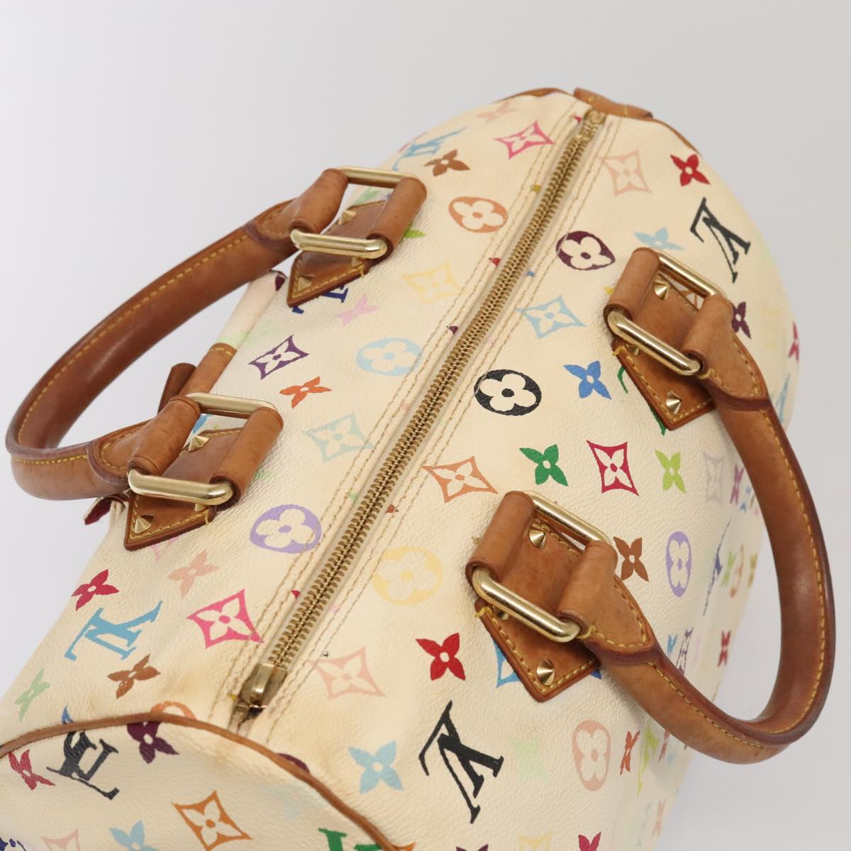 LOUIS VUITTON Monogram Multicolor Speedy 30 Hand Bag White M92643 Auth yk15006