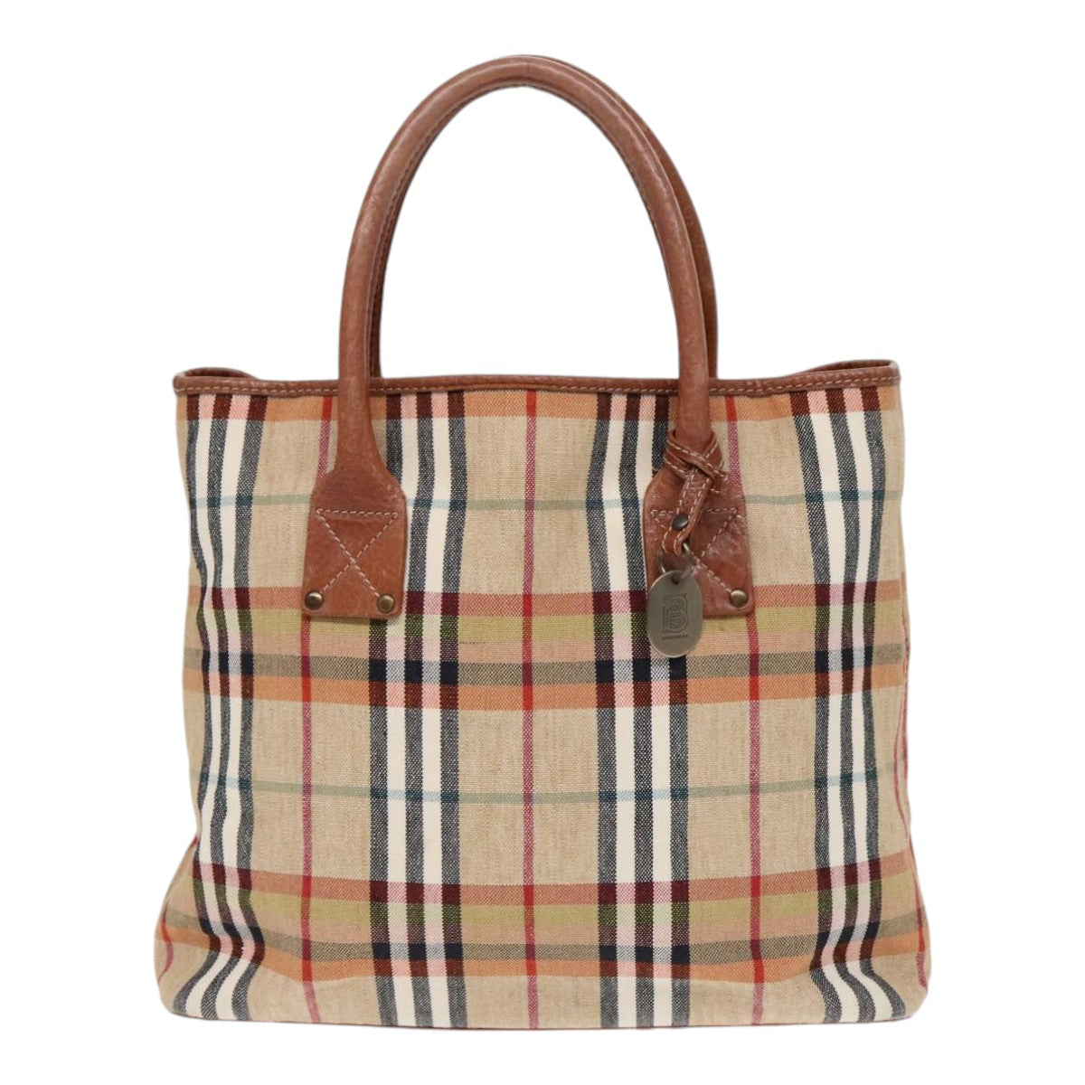 BURBERRY Nova Check Hand Bag Canvas Beige Auth yk15026