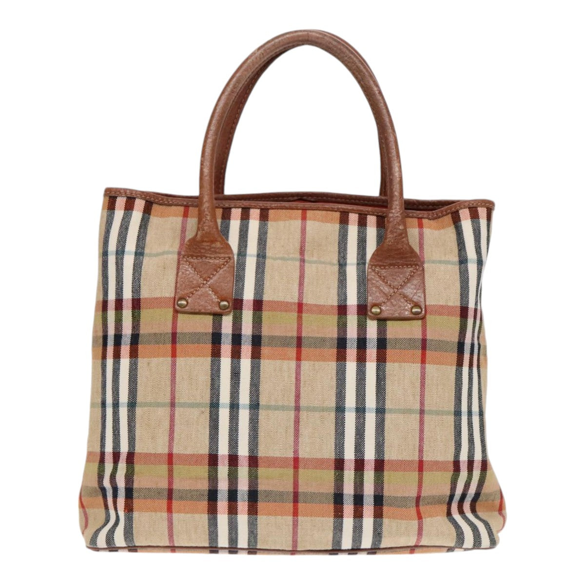 BURBERRY Nova Check Hand Bag Canvas Beige Auth yk15026