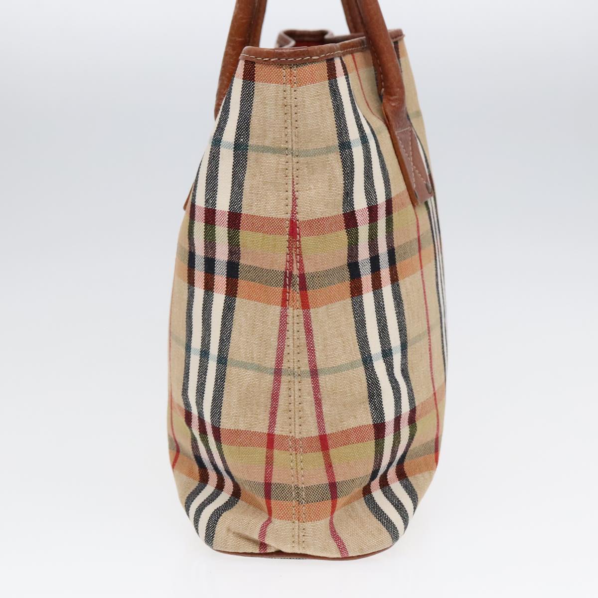 BURBERRY Nova Check Hand Bag Canvas Beige Auth yk15026