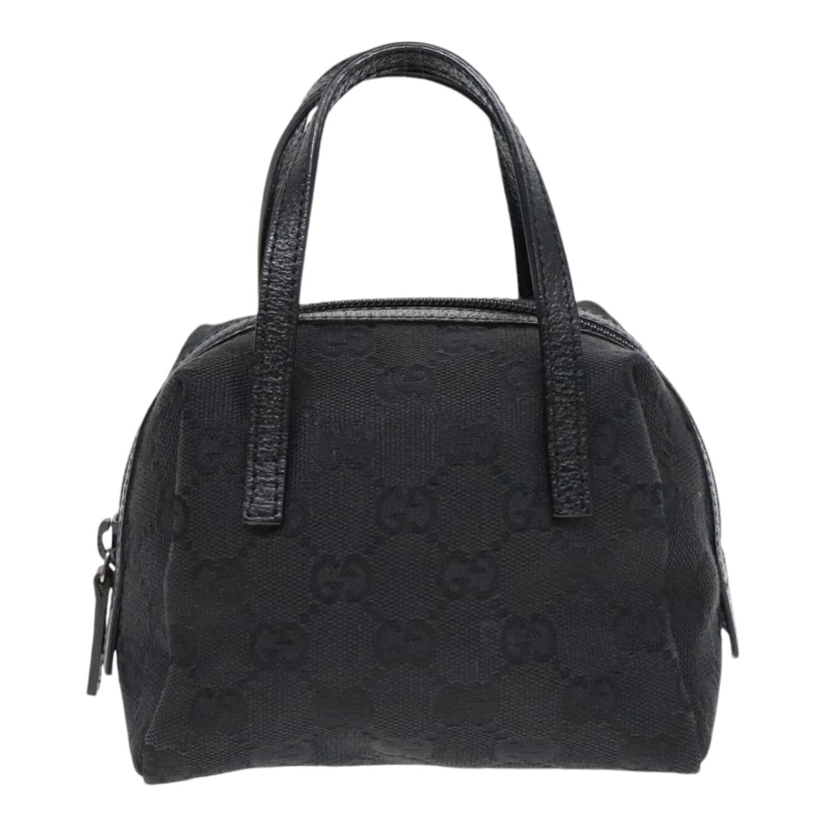 GUCCI GG Canvas Mini Hand Bag Black Silver 124541 Auth yk15028