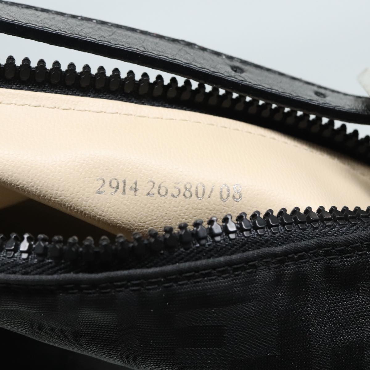 FENDI Zucca Canvas Hand Bag Silver Black Auth yk15030