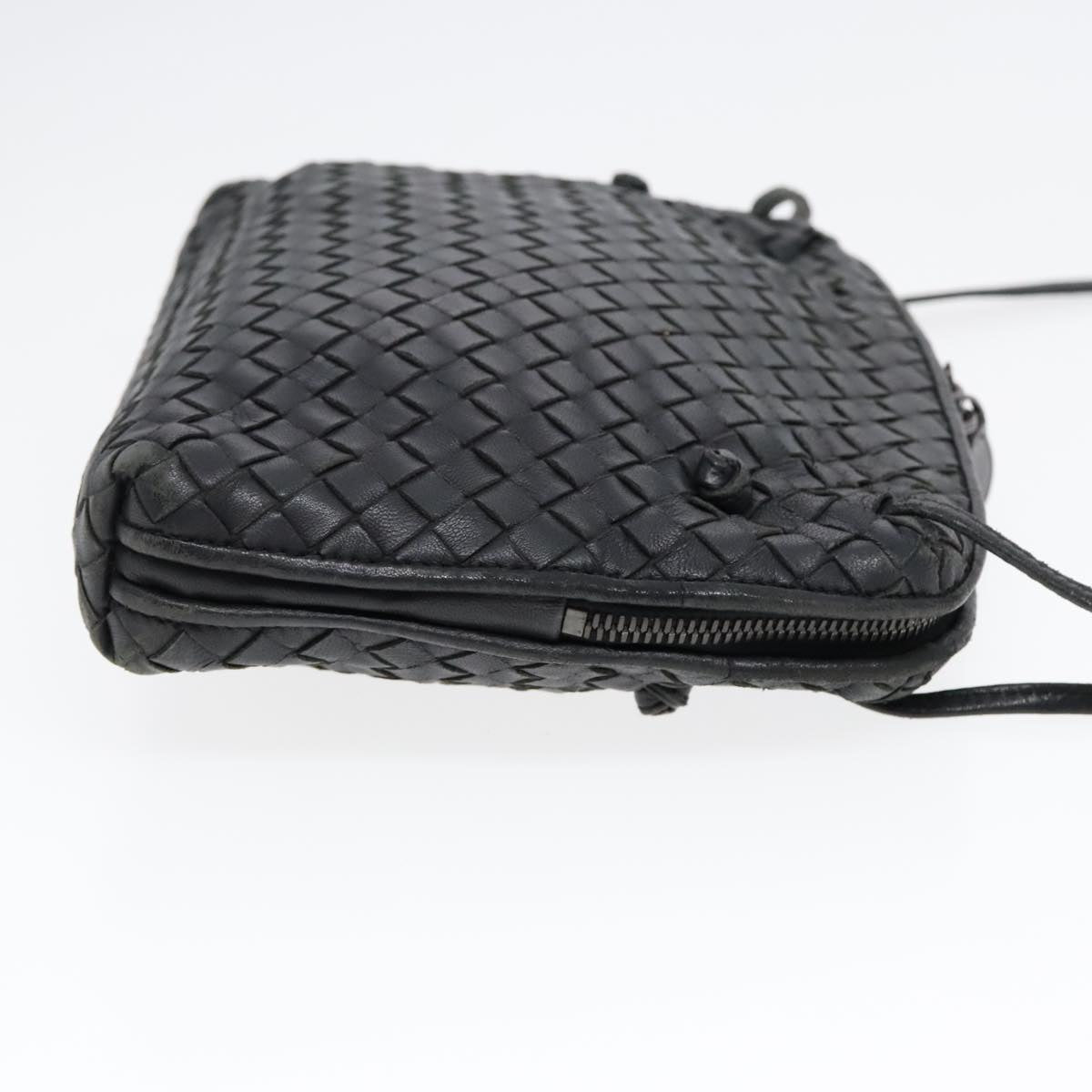 BOTTEGA VENETA INTRECCIATO Shoulder Bag Leather Black Auth yk15031