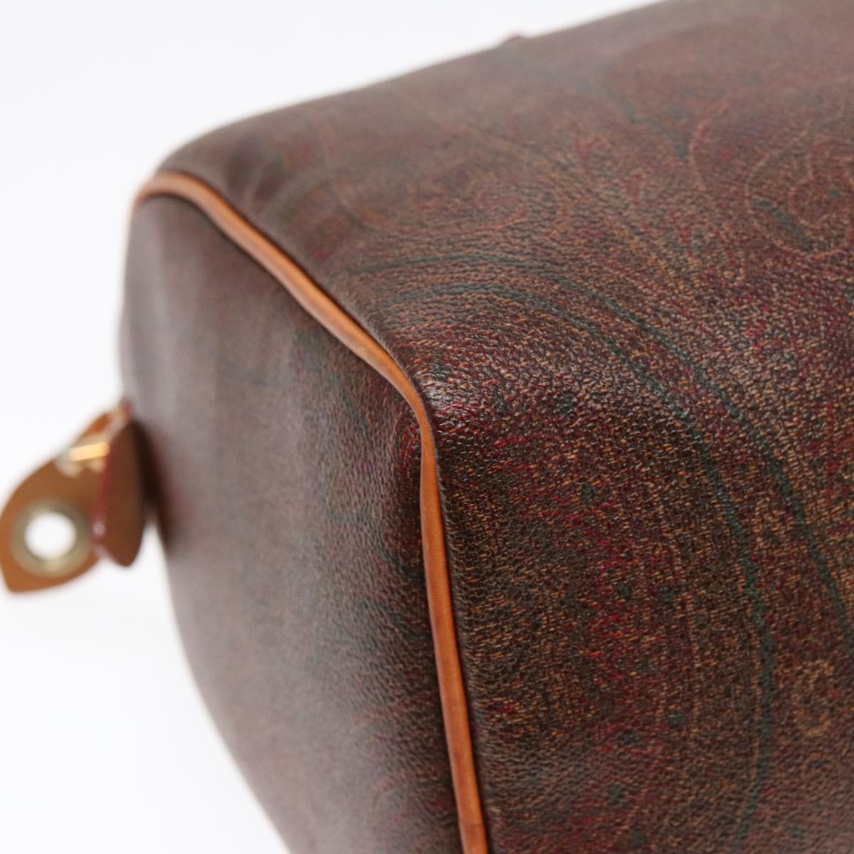 ETRO Paisley Hand Bag PVC Leather Brown Auth yk15045