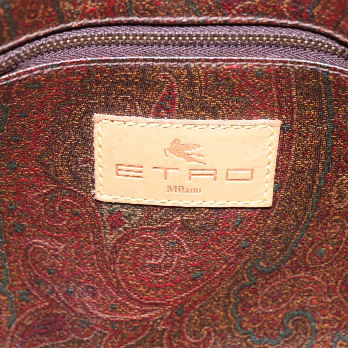 ETRO Paisley Hand Bag PVC Leather Brown Auth yk15045