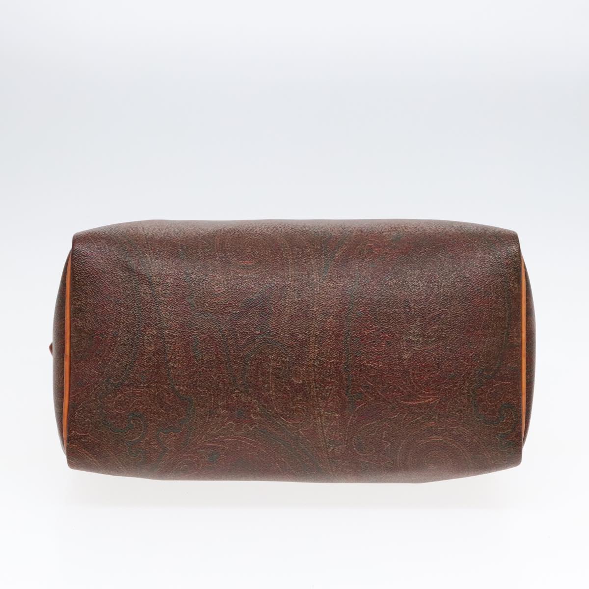 ETRO Paisley Hand Bag PVC Leather Brown Auth yk15045