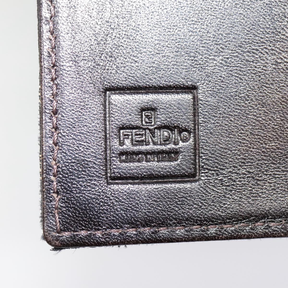 FENDI Zucca Canvas Wallet Black Brown Auth yk15059