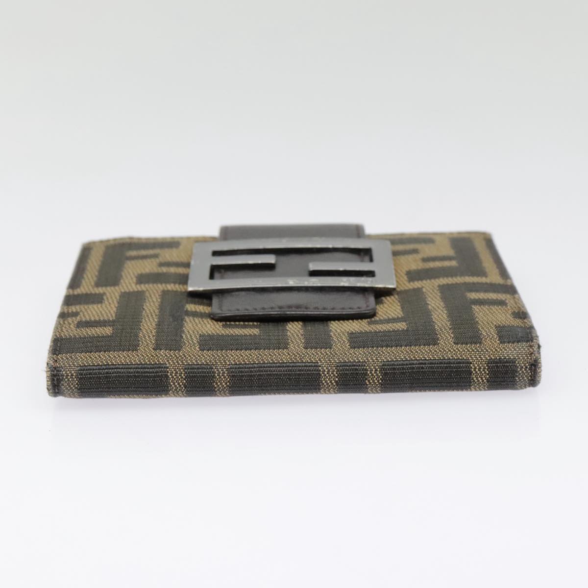 FENDI Zucca Canvas Wallet Black Brown Auth yk15059