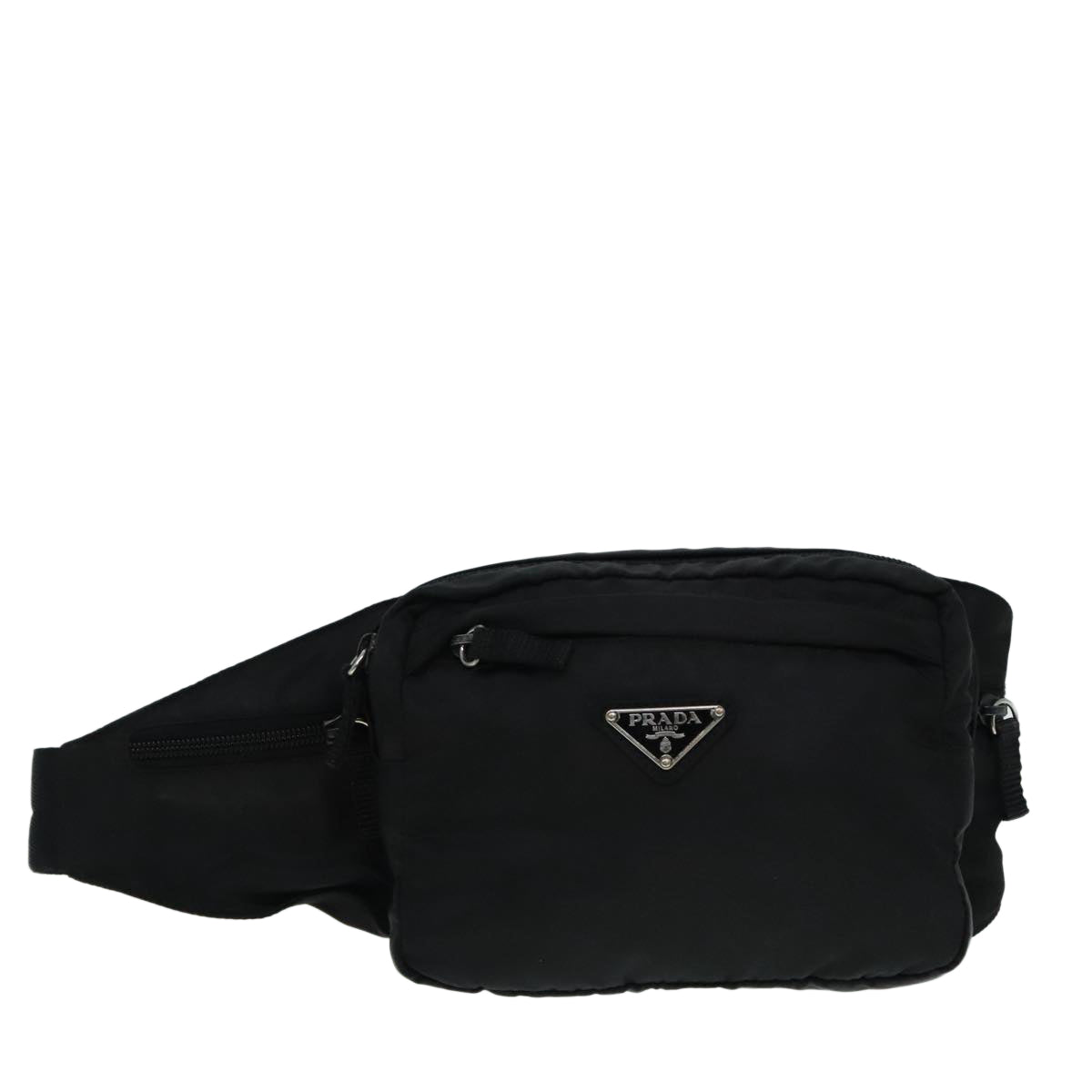 PRADA Waist bag Nylon Black Silver Auth yk15070