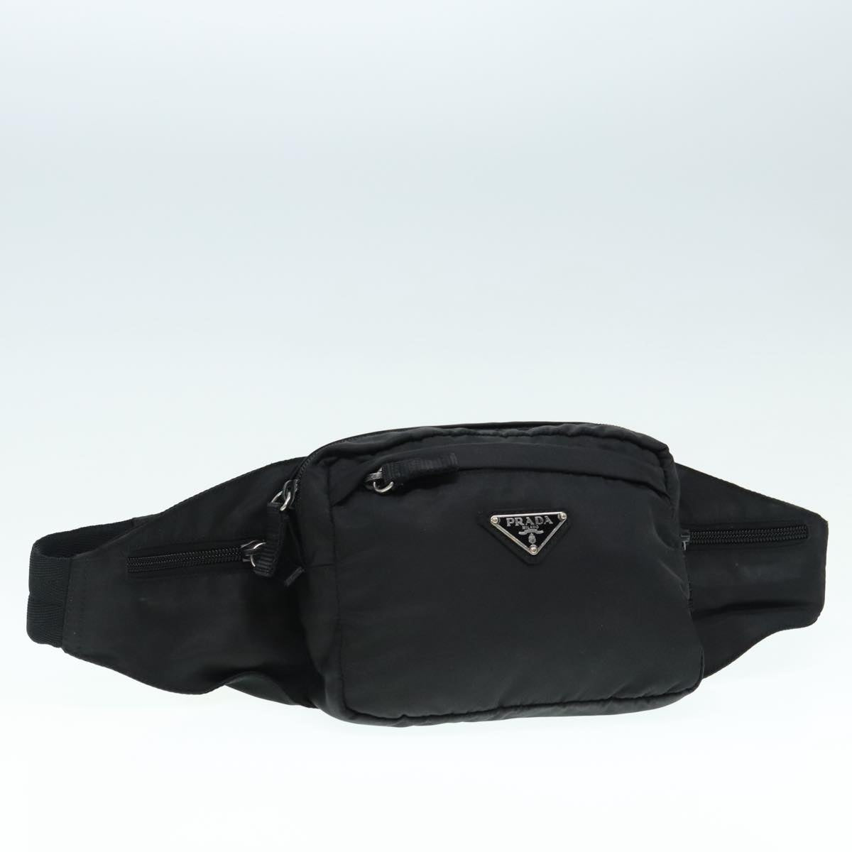 PRADA Waist bag Nylon Black Silver Auth yk15070