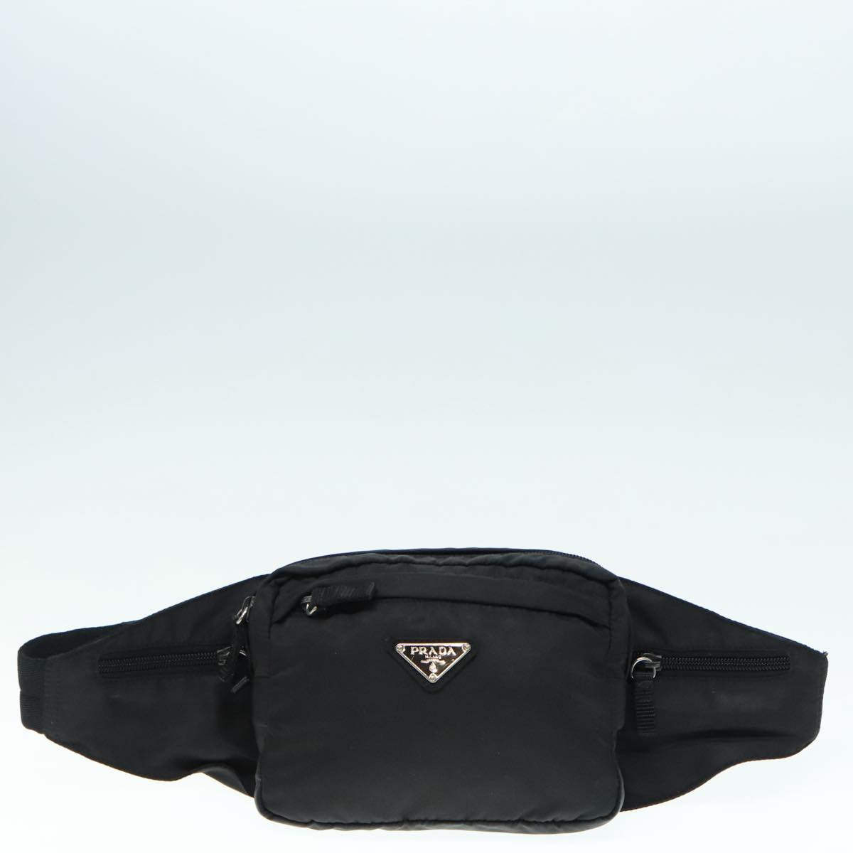 PRADA Waist bag Nylon Black Silver Auth yk15070