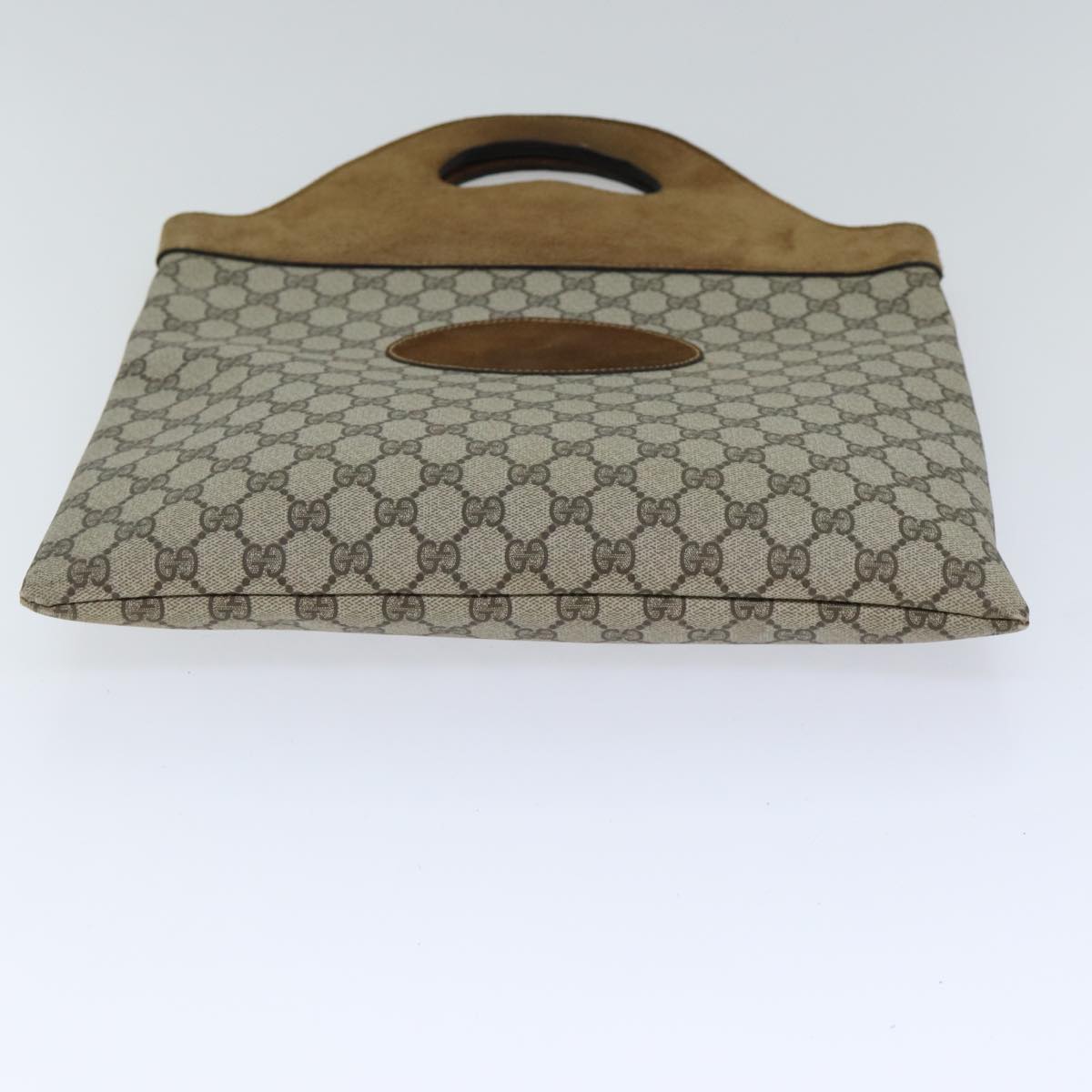 GUCCI GG Supreme Hand Bag PVC Leather Suede Beige Brown Auth yk15083