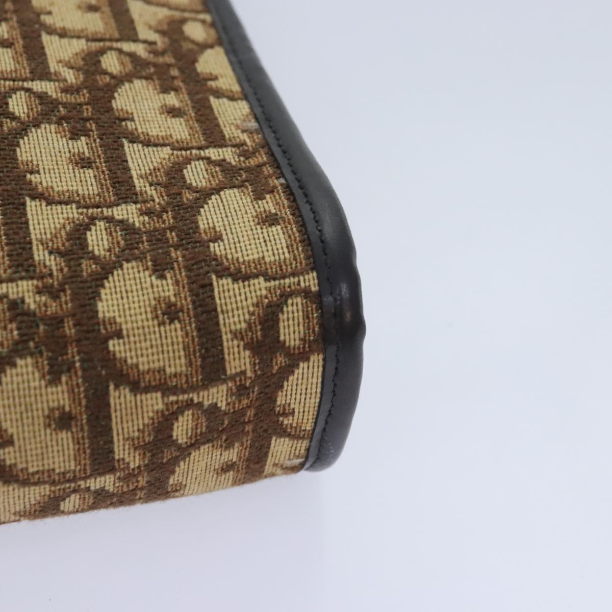 Christian Dior Trotter Canvas Shoulder Bag Brown Gold Auth yk15090