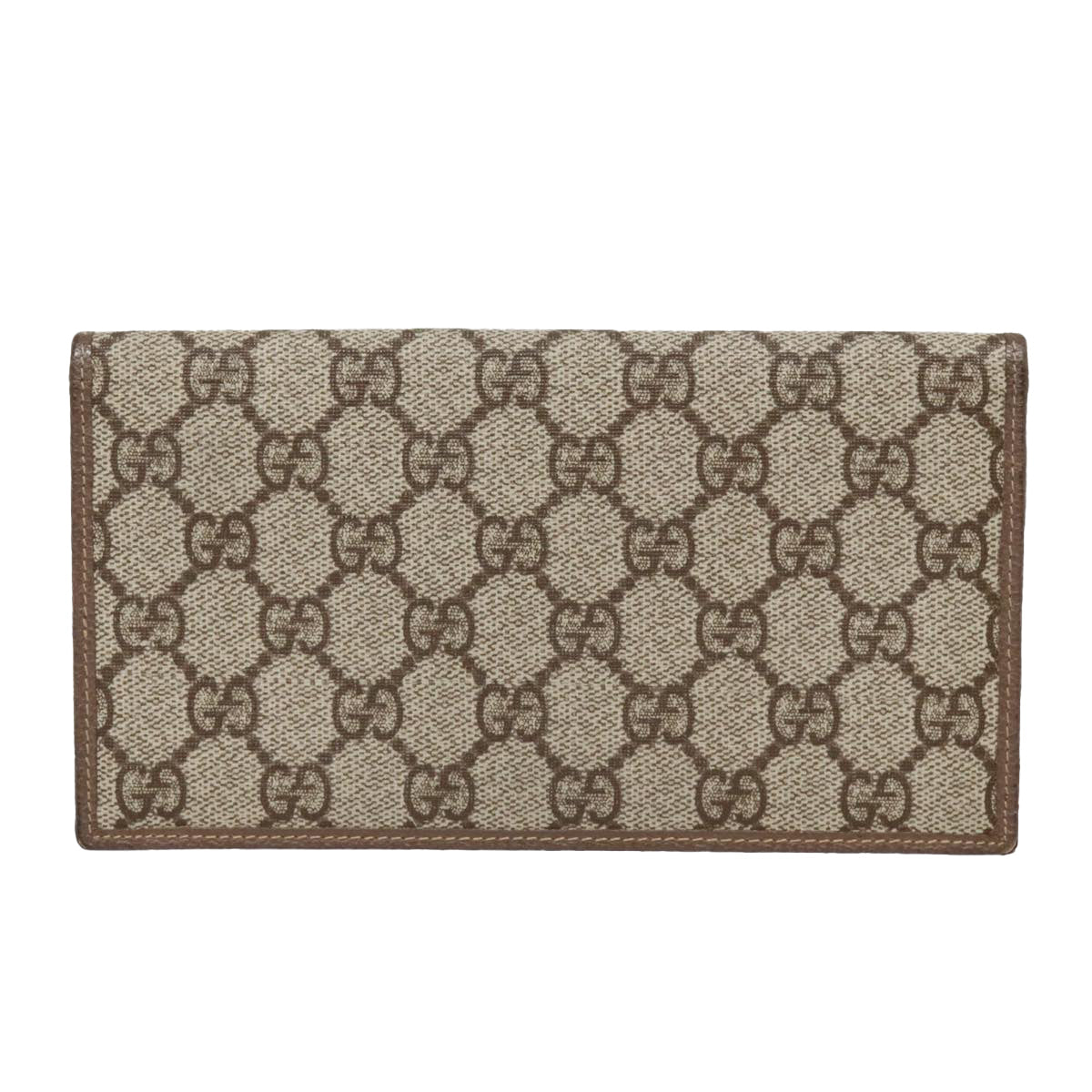 GUCCI GG Supreme Long Wallet PVC Leather Beige 034 416 Auth yk15092