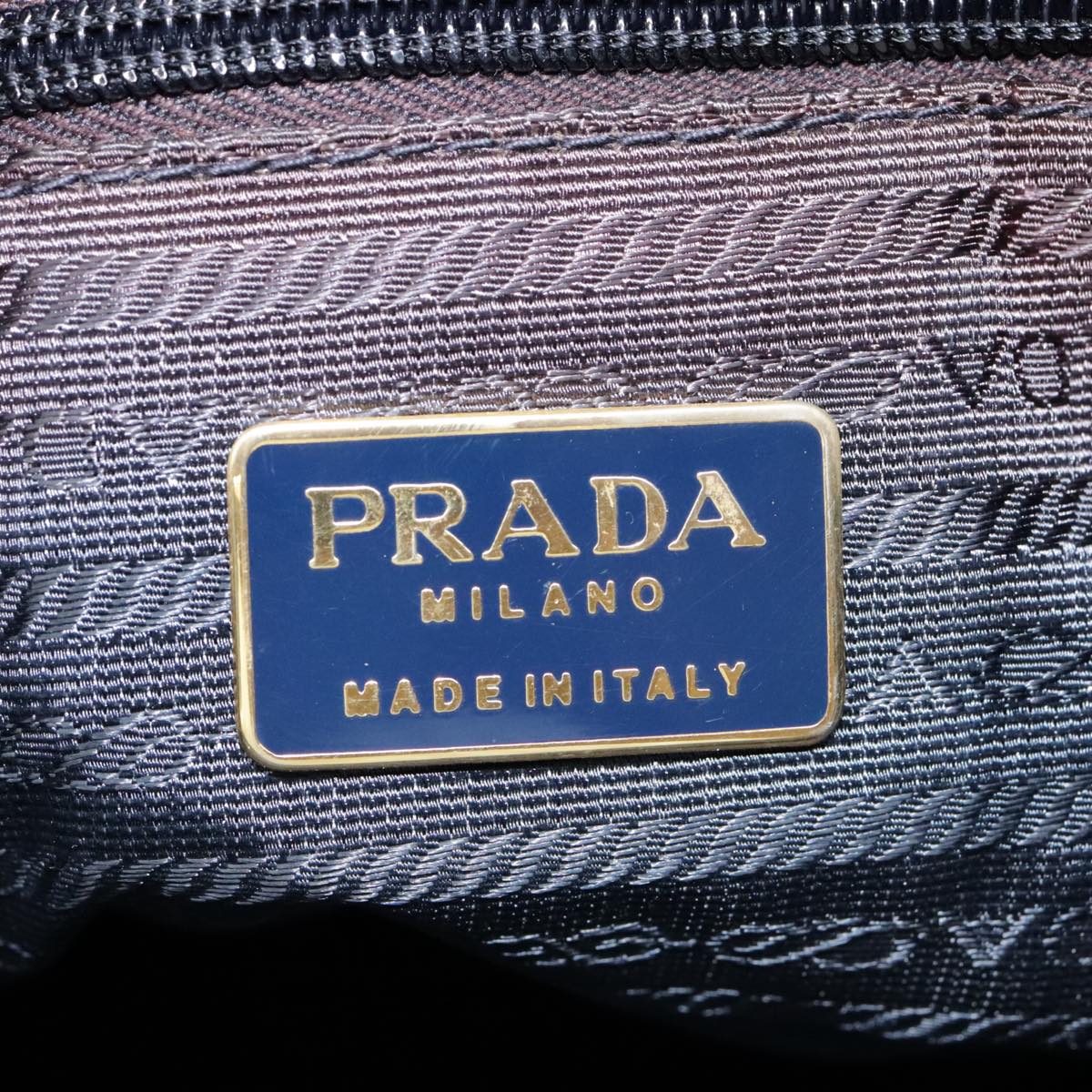 PRADA Hand Bag Nylon Navy Gold Auth yk15098