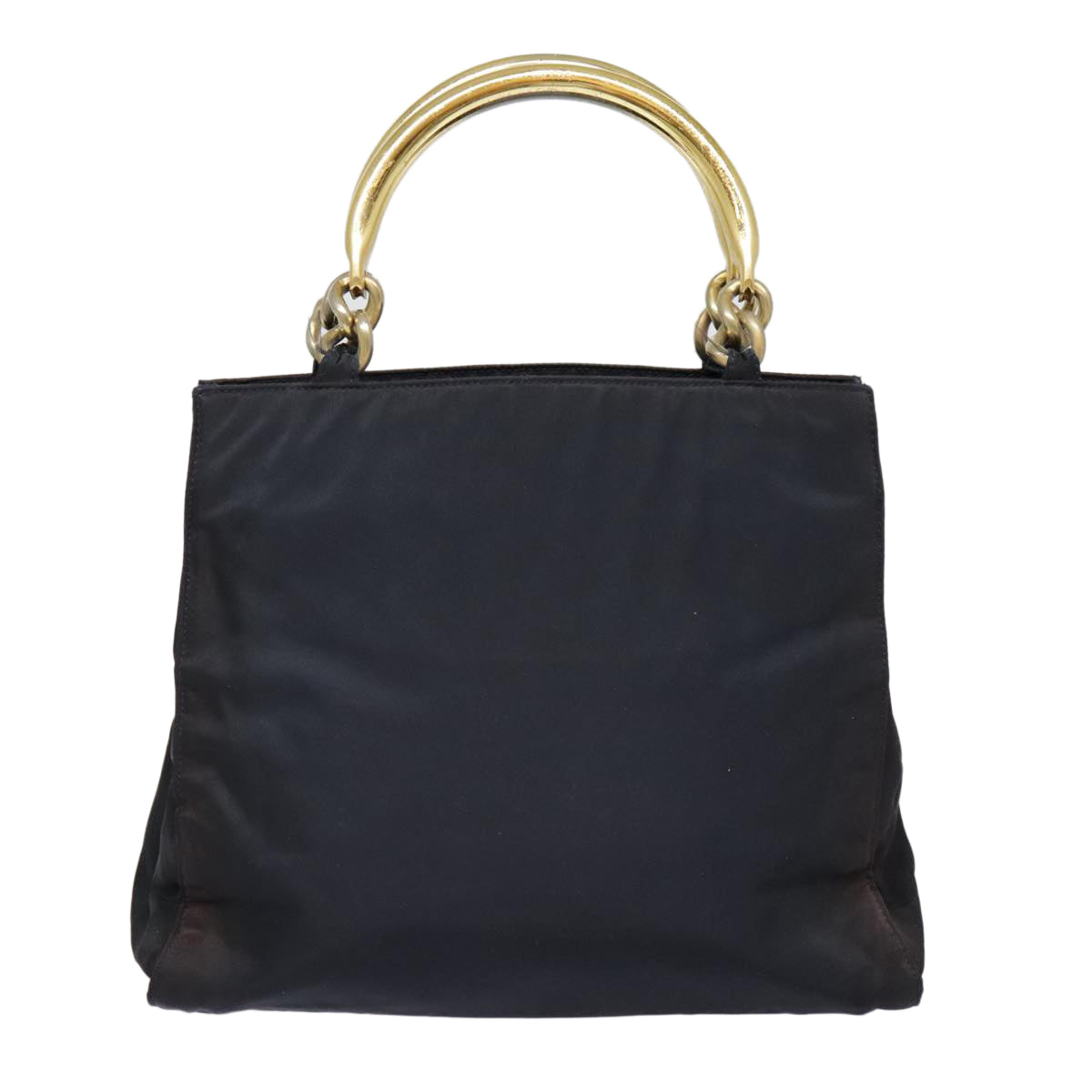 PRADA Hand Bag Nylon Navy Gold Auth yk15098