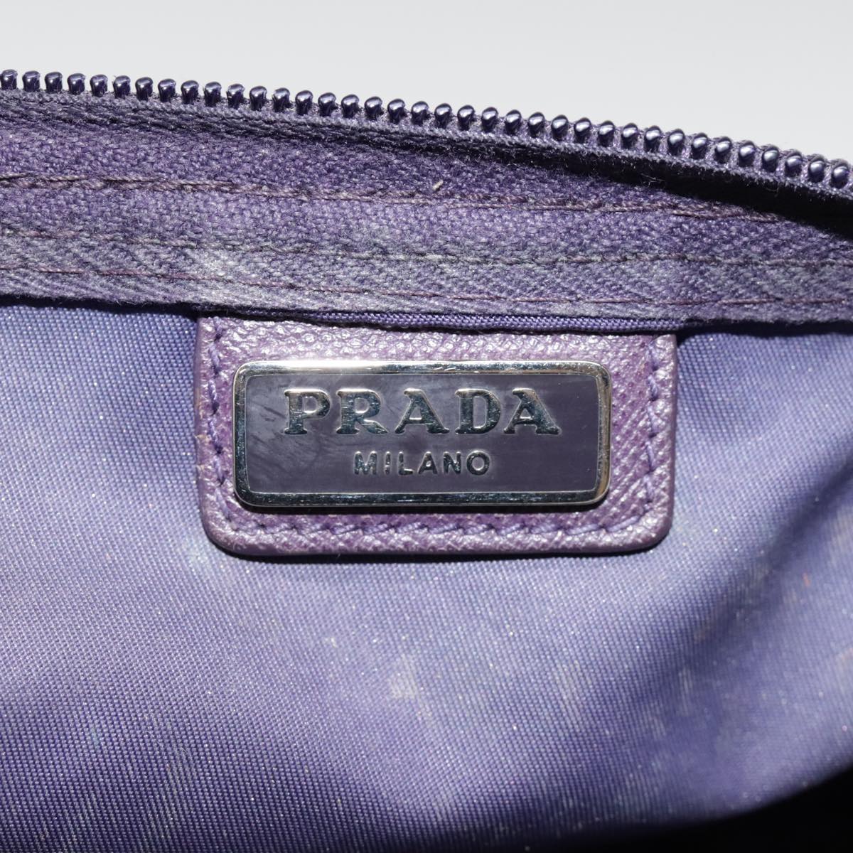 PRADA Pouch Nylon Purple Silver Auth yk15103