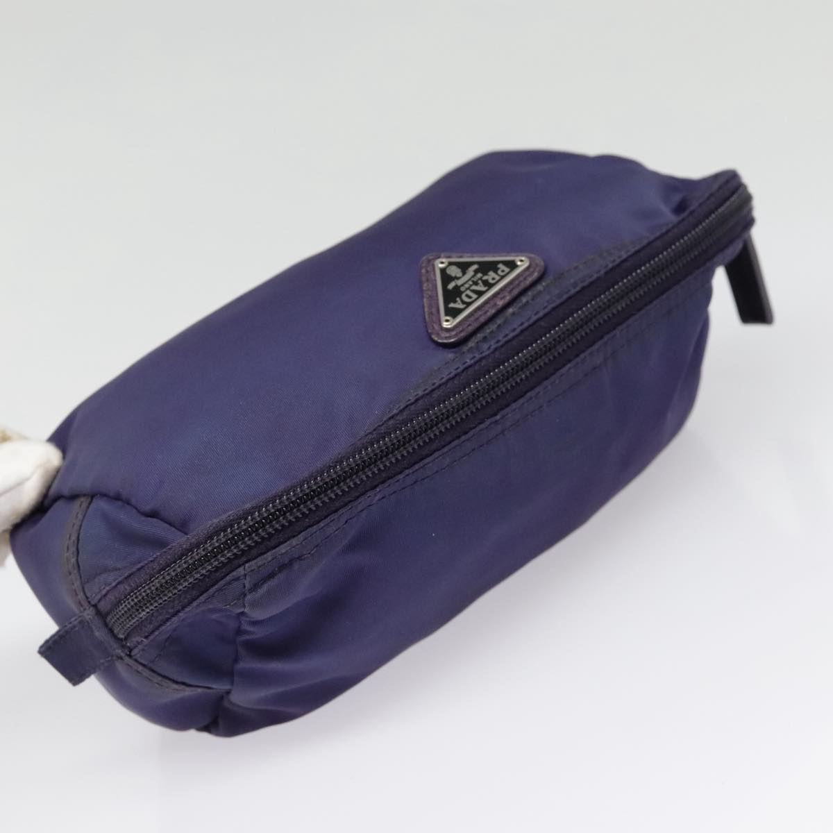 PRADA Pouch Nylon Purple Silver Auth yk15103