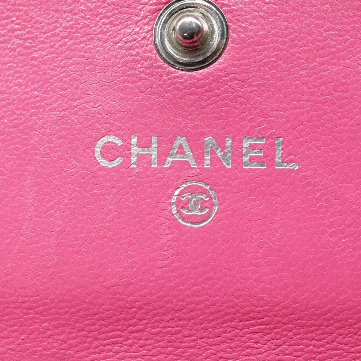 CHANEL Matelasse Long Wallet Lamb Skin Pink CC Auth yk15105