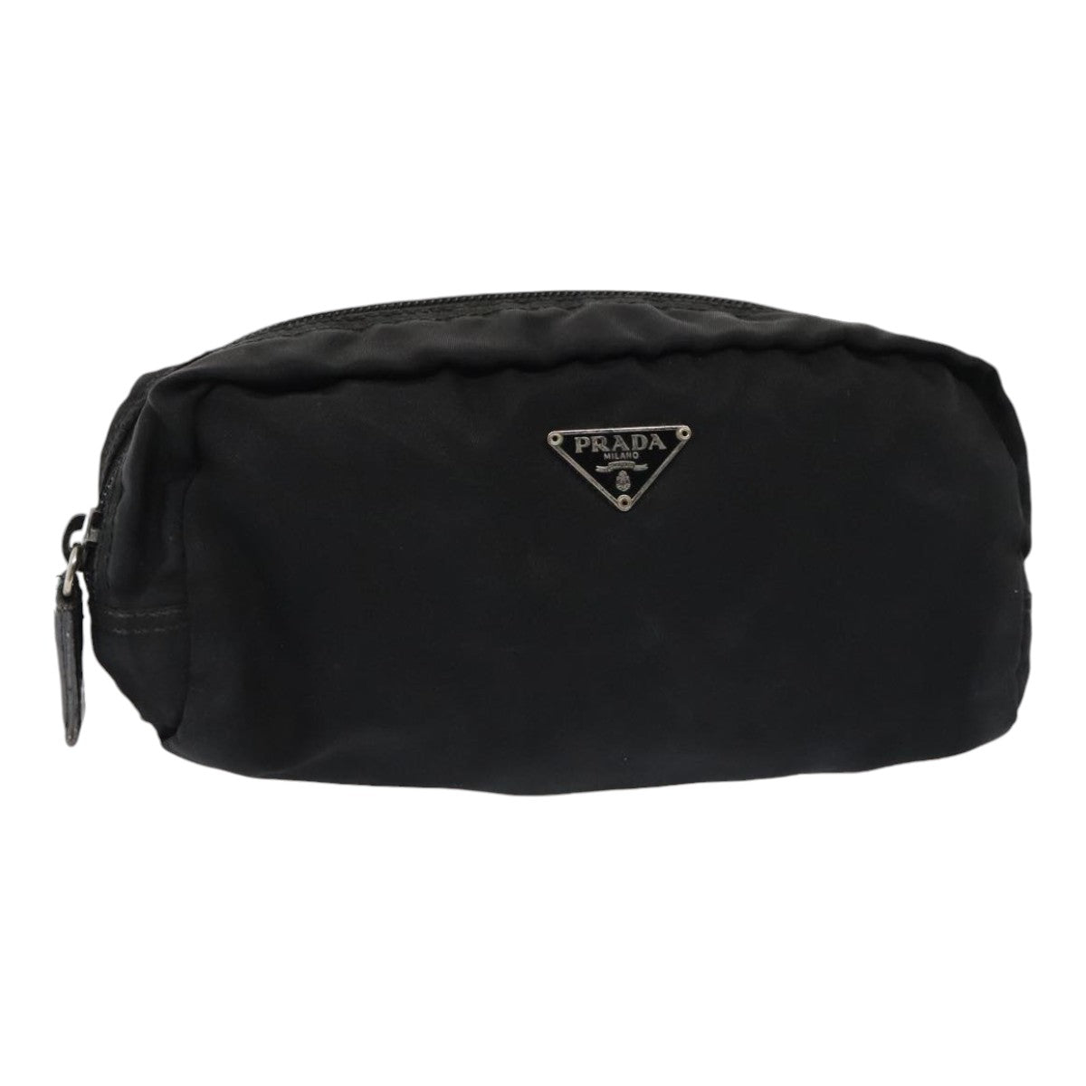 PRADA Pouch Nylon Black Silver Auth yk15131