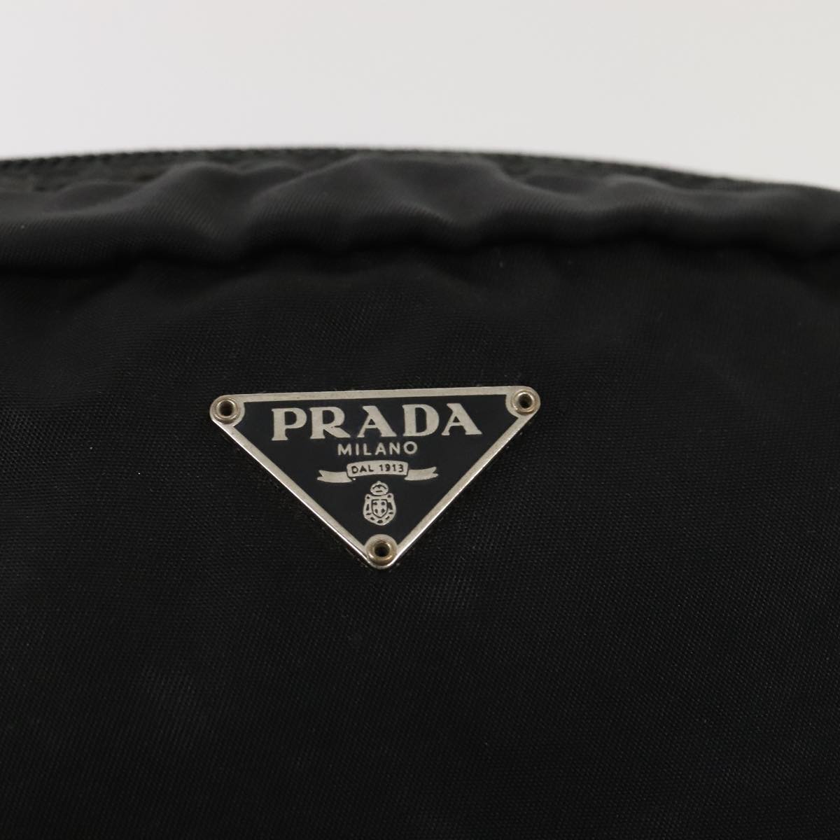 PRADA Pouch Nylon Black Silver Auth yk15131