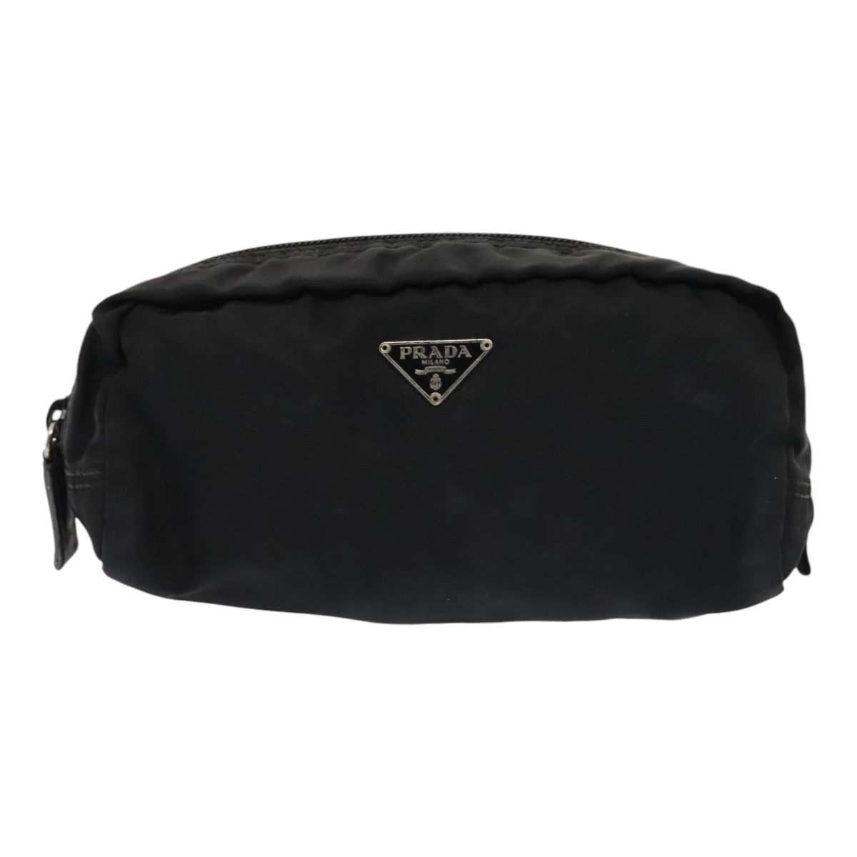 PRADA Pouch Nylon Black Silver Auth yk15131