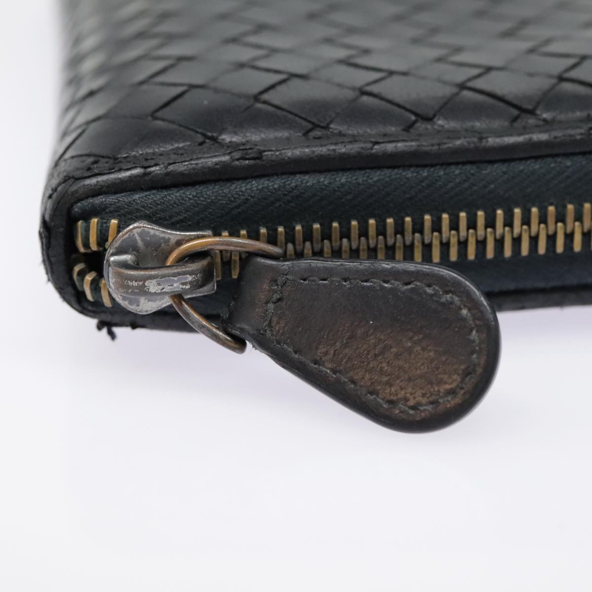 BOTTEGA VENETA INTRECCIATO Long Wallet Leather Black Auth yk15135