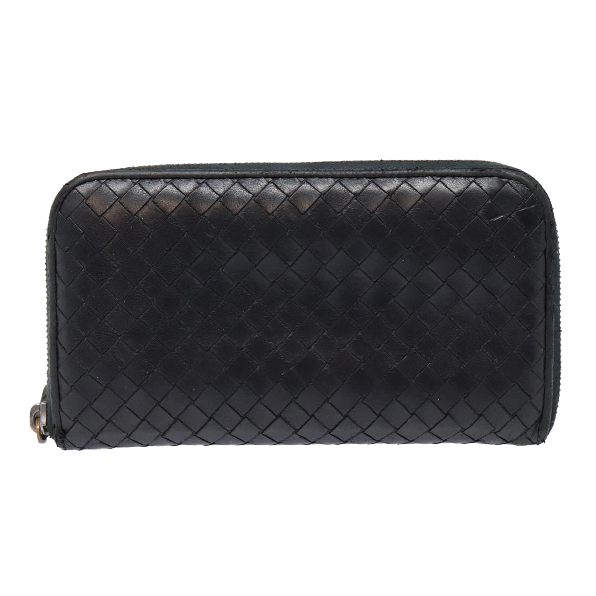 BOTTEGA VENETA INTRECCIATO Long Wallet Leather Black Auth yk15135