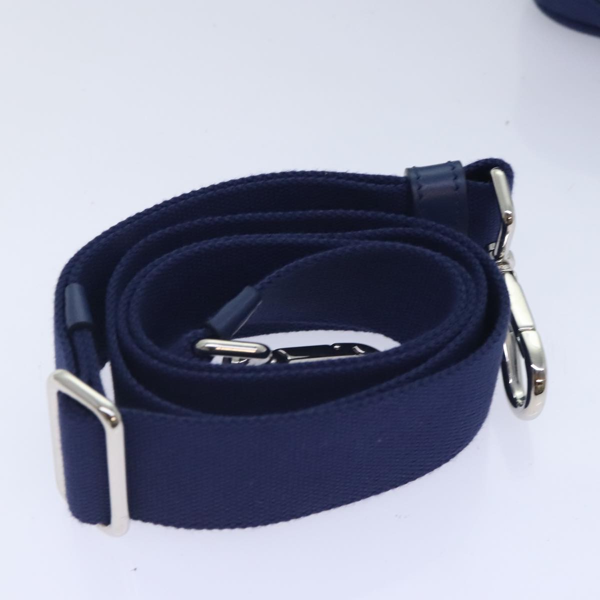 PRADA Canapa PM Hand Bag Canvas 2way Navy Silver Auth yk15141