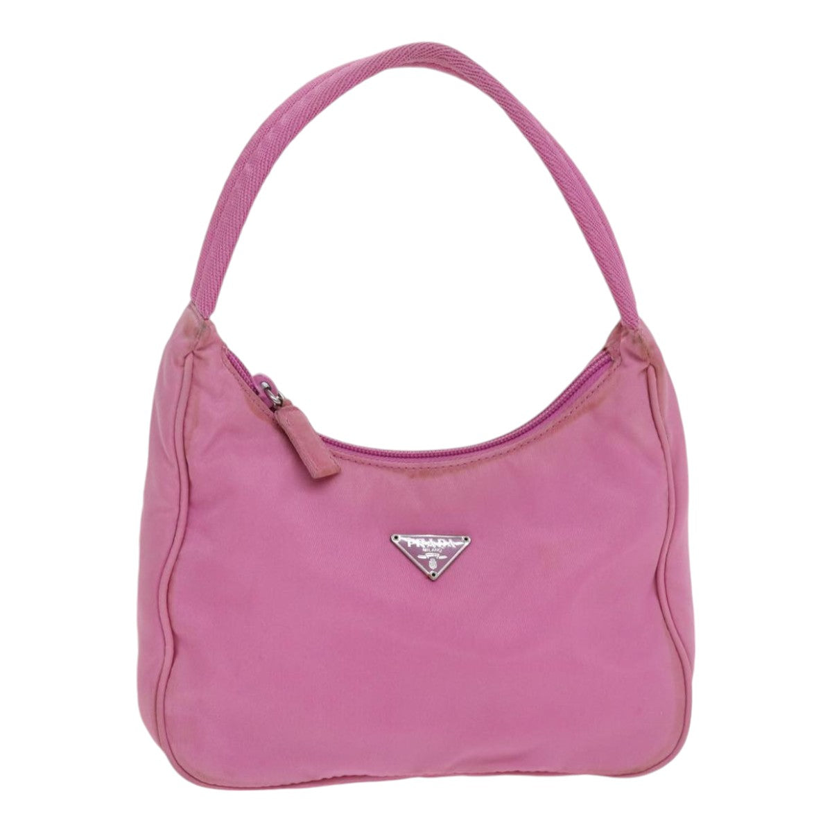 PRADA Mini Hand Bag Nylon Pink Silver Auth yk15169