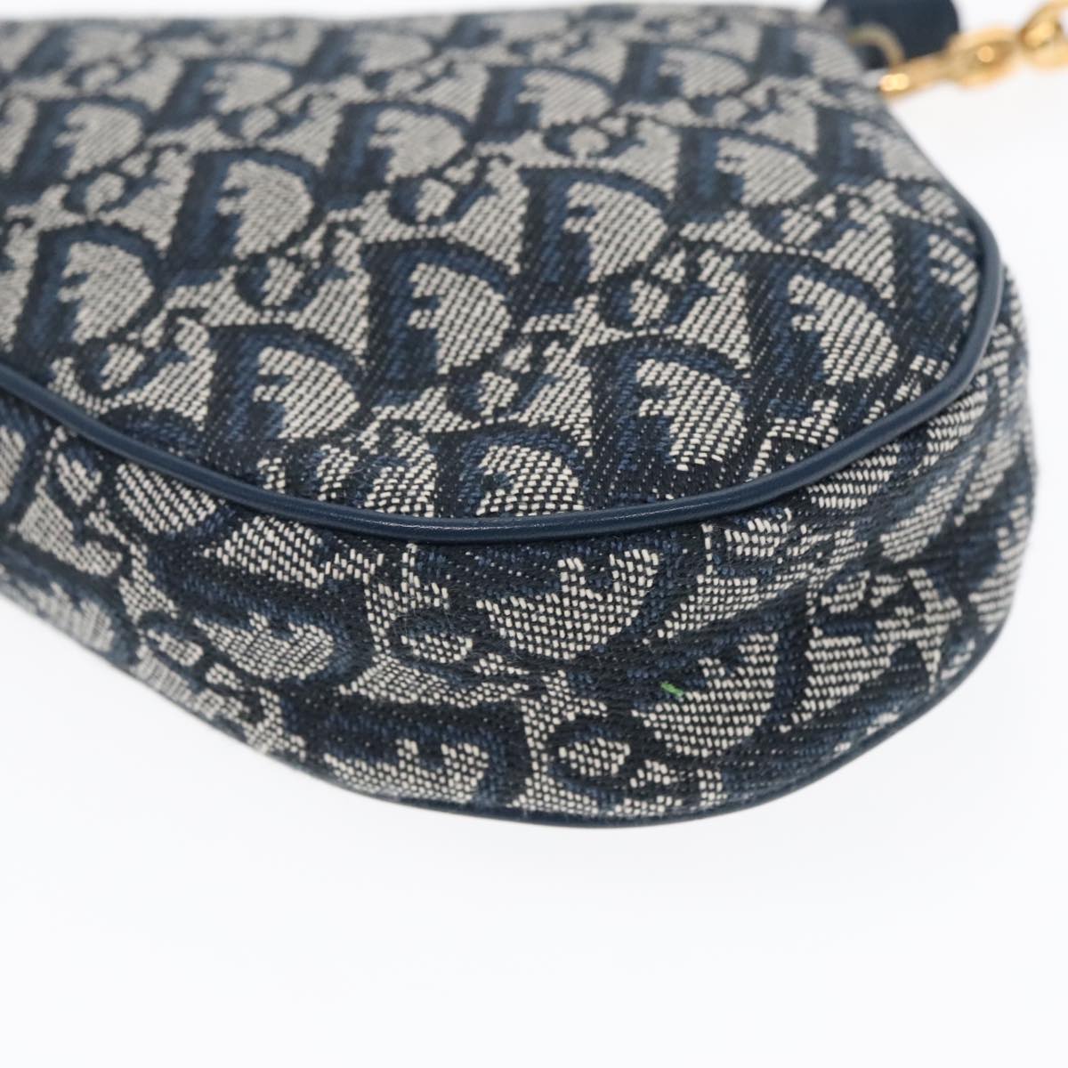 Christian Dior Trotter Canvas Saddle Accessory Pouch Navy Gold Auth yk15197