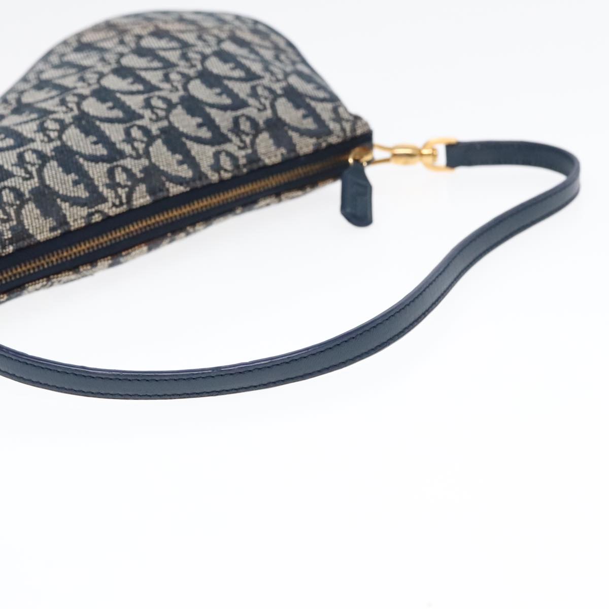 Christian Dior Trotter Canvas Saddle Accessory Pouch Navy Gold Auth yk15197