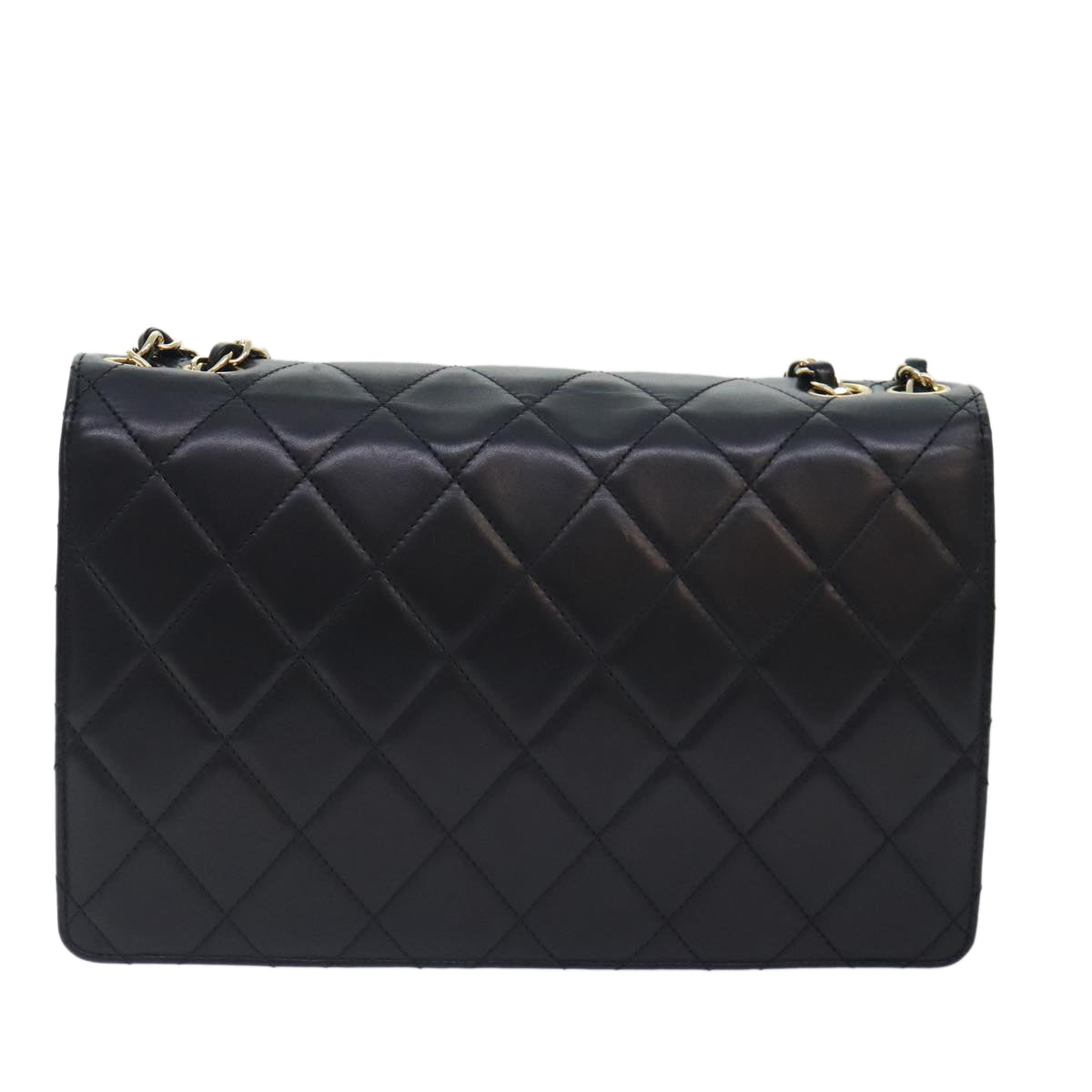 CHANEL Matelasse COCO Mark Chain Bag Lamb Skin Black Gold CC Auth yk15214AV