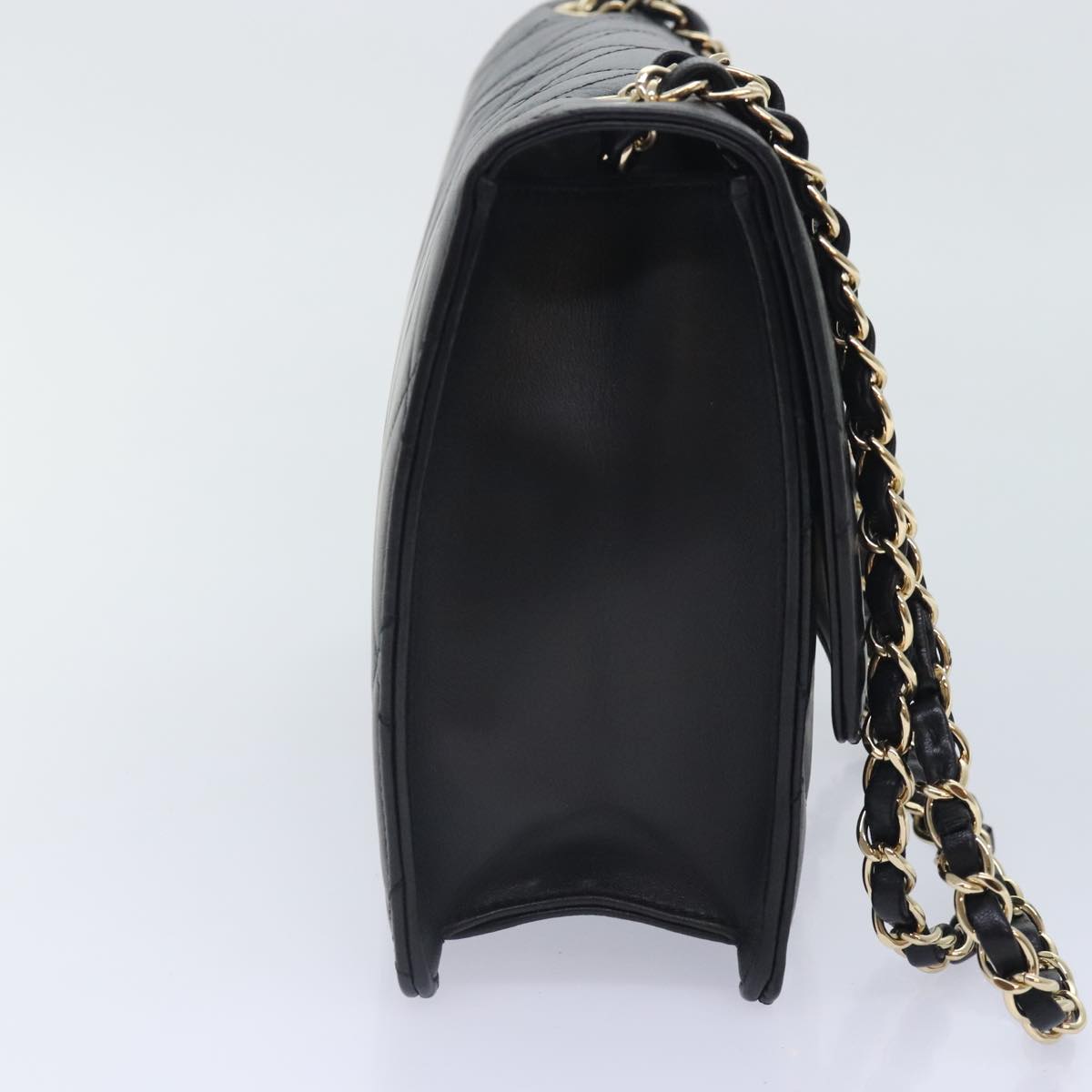 CHANEL Matelasse COCO Mark Chain Bag Lamb Skin Black Gold CC Auth yk15214AV