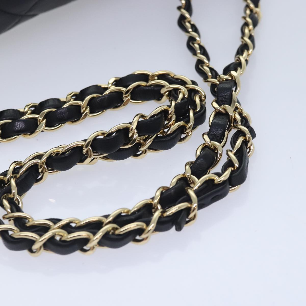 CHANEL Matelasse COCO Mark Chain Bag Lamb Skin Black Gold CC Auth yk15214AV