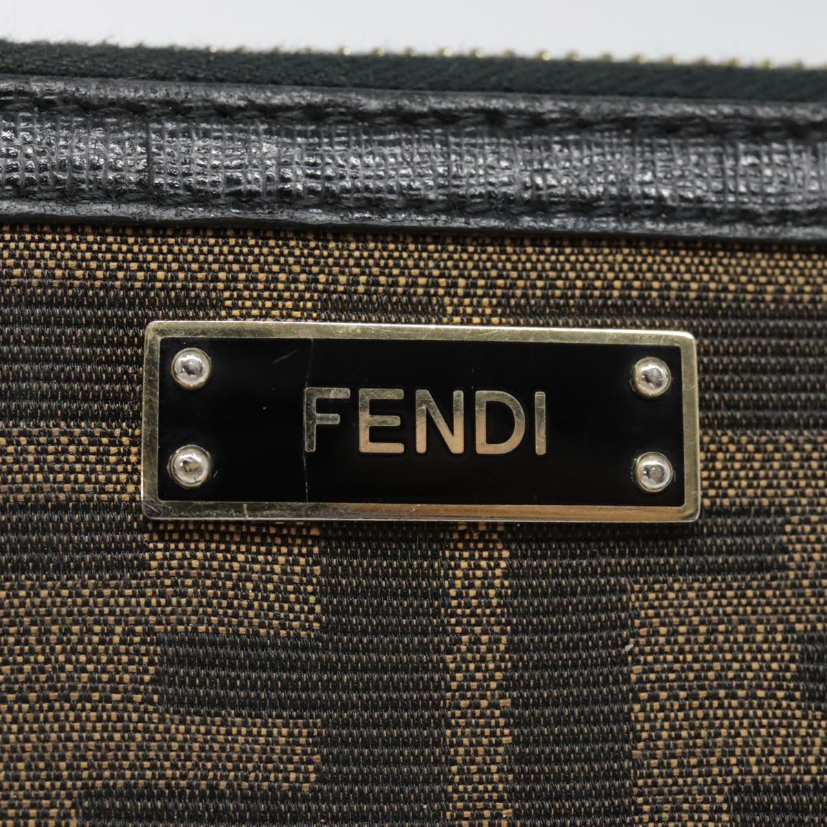 FENDI Zucca Canvas Wallet Black Brown gold Auth yk15225