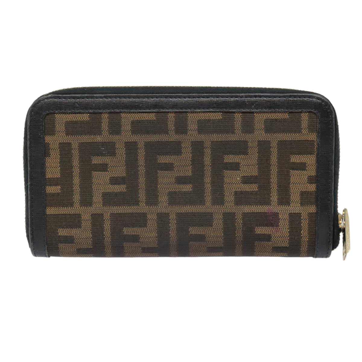 FENDI Zucca Canvas Wallet Black Brown gold Auth yk15225