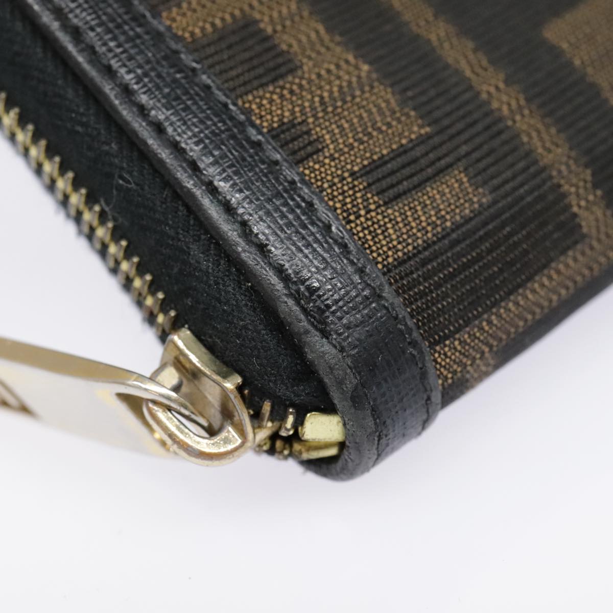 FENDI Zucca Canvas Wallet Black Brown gold Auth yk15225