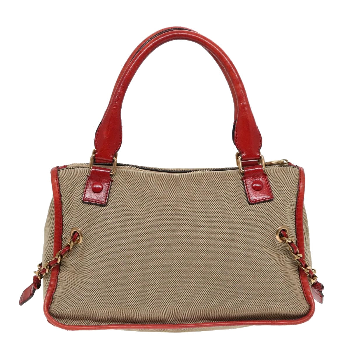 Chloe Harley Hand Bag Canvas Leather Beige Gold Auth yk15232