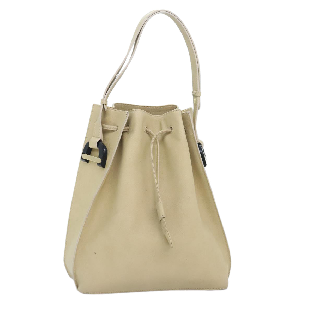 GUCCI Hand Bag Leather Beige Gold Auth yk15237