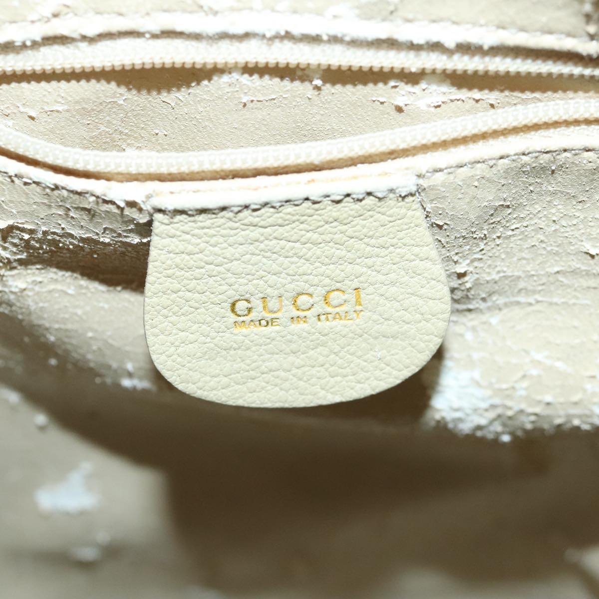 GUCCI Hand Bag Leather Beige Gold Auth yk15237